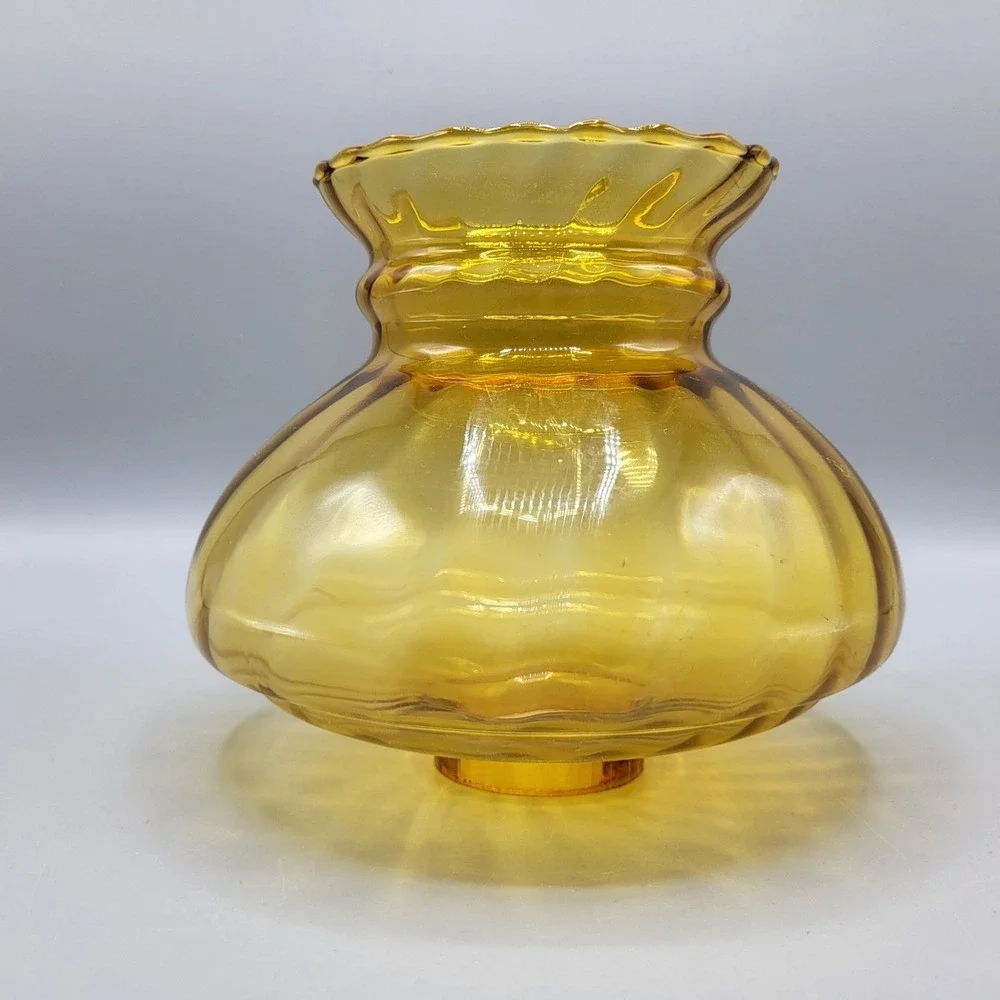 Vtg Amber Swirl Glass Lamp Hurricane Victorian Parlor Shade Replacement